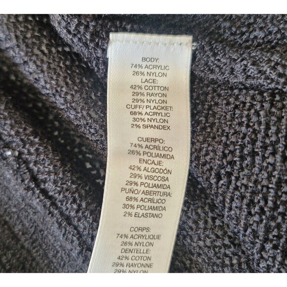 Chico's womens lace open cardigan sweater Black size 3 - Picture 8 of 12